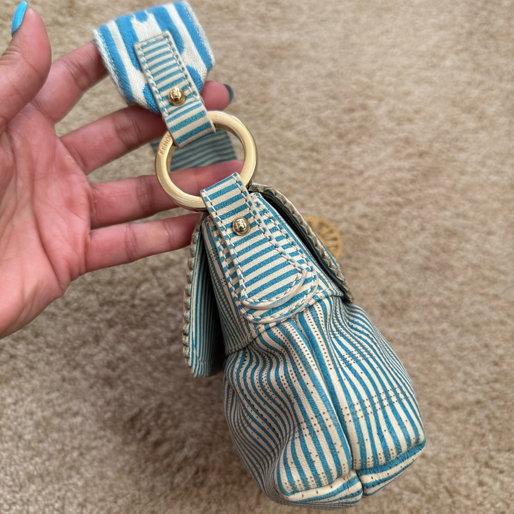 Fendi FF Turquoise Striped Mini Chef Bag - Picture 7 of 13
